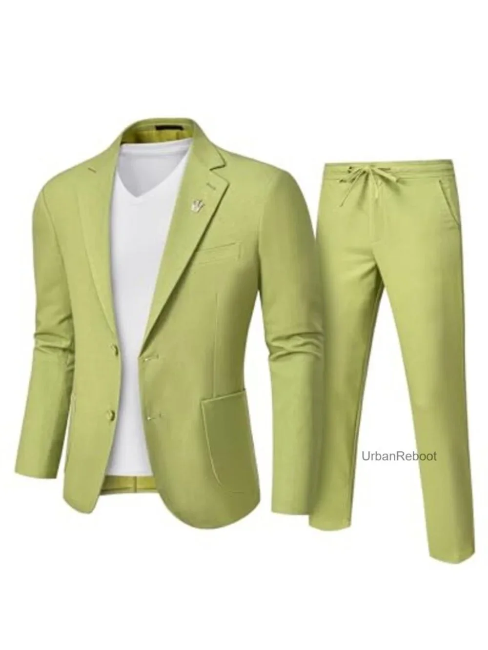 Men's 2-Piece Linen Suit Regular Fit Lightweight Two Button Jacket & Pants